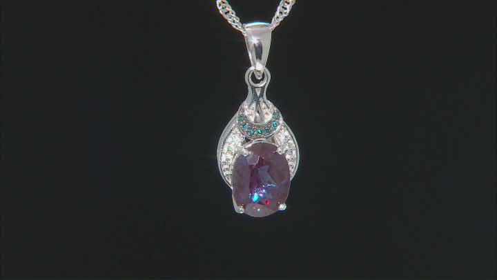 Lab Created Alexandrite Rhodium Over Sterling Silver Pendant With Chain 1.79ctw Video Thumbnail