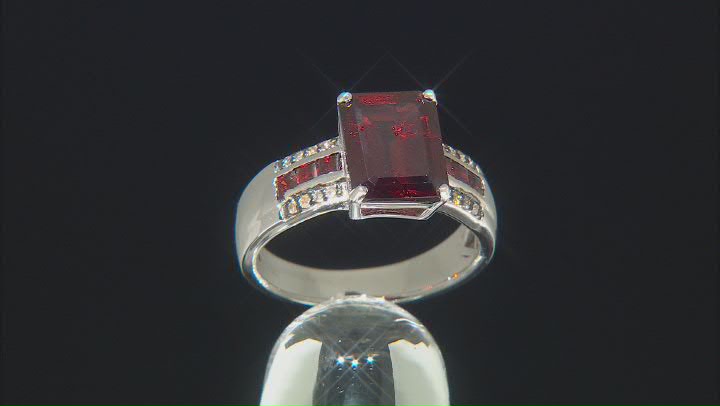 Red Garnet Rhodium Over Sterling Silver Ring. 3.75ctw Video Thumbnail