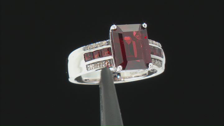 Red Garnet Rhodium Over Sterling Silver Ring. 3.75ctw Video Thumbnail
