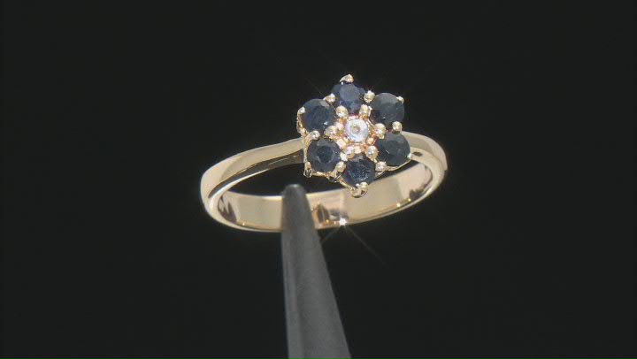 Blue Sapphire 18k Yellow Gold Over Sterling Silver Ring 1.01ctw Video Thumbnail