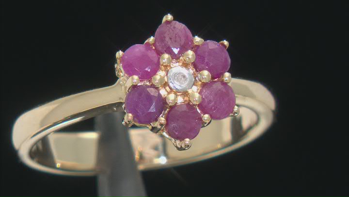 Red Ruby 18k Yellow Gold Over Sterling Silver Ring 1.06ctw Video Thumbnail