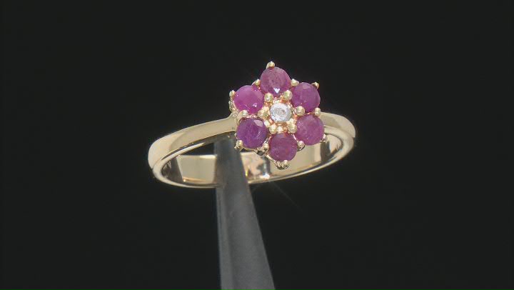 Red Ruby 18k Yellow Gold Over Sterling Silver Ring 1.06ctw Video Thumbnail