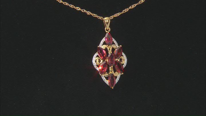 Vermelho Garnet™ 18k Yellow Gold Over Silver Pendant With Chain 3.58ctw Video Thumbnail