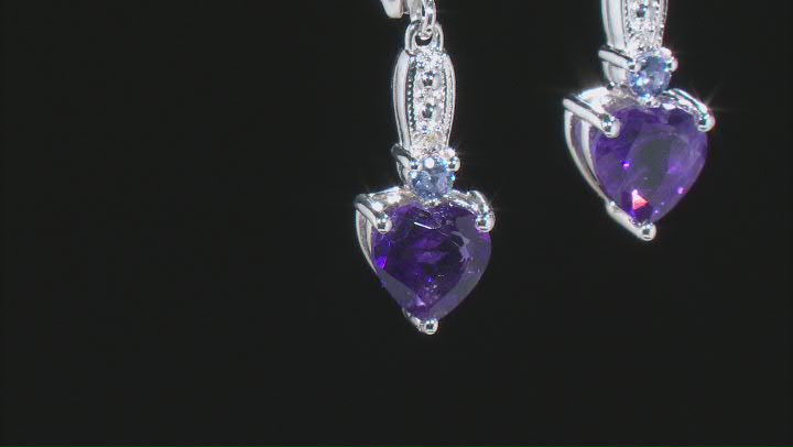 Purple Amethyst Rhodium Over Silver Earrings 2.08ctw Video Thumbnail