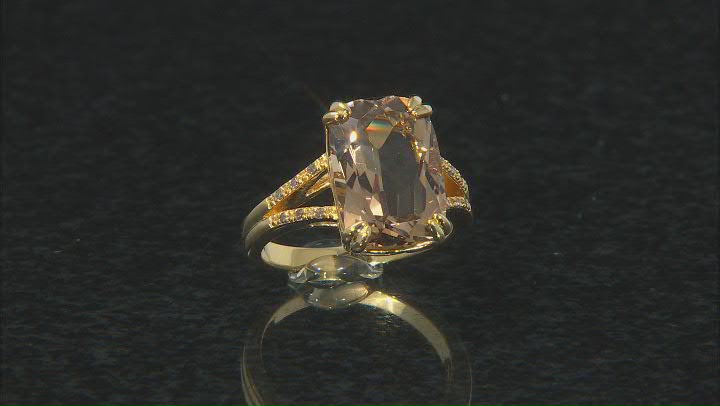 Champagne Quartz 18k Yellow Gold Over Sterling Silver Ring 5.58ctw Video Thumbnail
