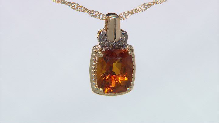 Orange Madeira Citrine With Diamond 18k Yellow Gold Over Sterling Silver Pendant With Chain 2.37ctw