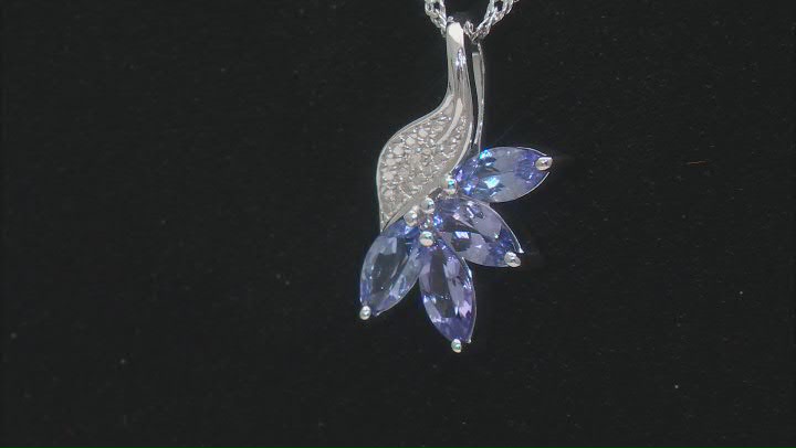 Blue Marquise Tanzanite Rhodium Over Silver Pendant With Chain 0.85ctw Video Thumbnail