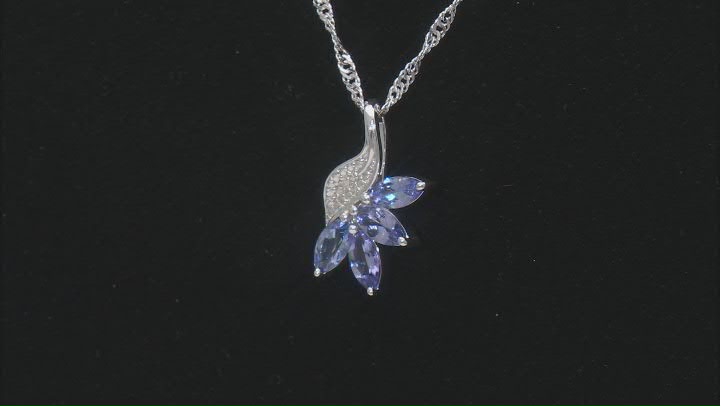 Blue Marquise Tanzanite Rhodium Over Silver Pendant With Chain 0.85ctw Video Thumbnail