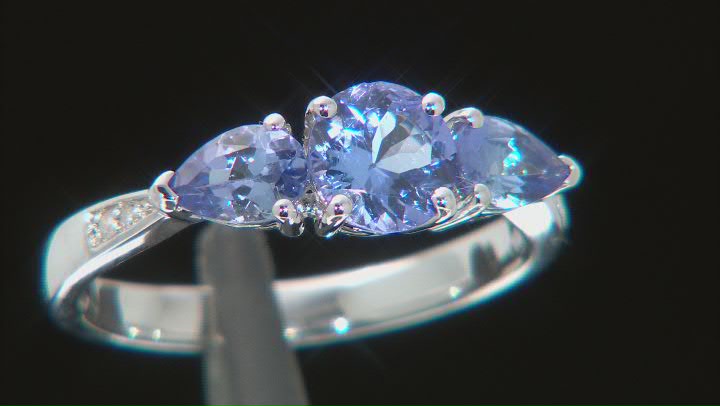 Blue Tanzanite Rhodium Over Sterling Silver Ring 1.40ctw Video Thumbnail