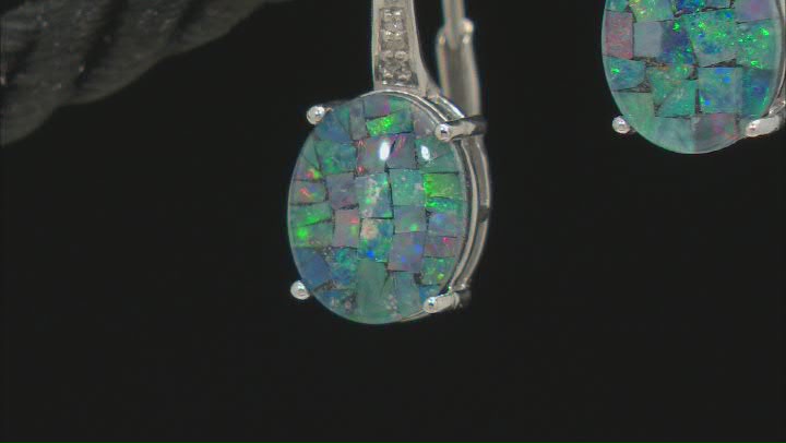 Multicolor Opal Triplet Rhodium Over Sterling Silver Earrings. 0.01ctw Video Thumbnail
