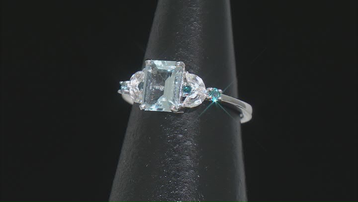 Aquamarine Rhodium Over Sterling Silver Ring 1.60ctw Video Thumbnail