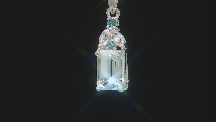 Blue Aquamarine Rhodium Over Silver Pendant With Chain 1.34ctw Video Thumbnail