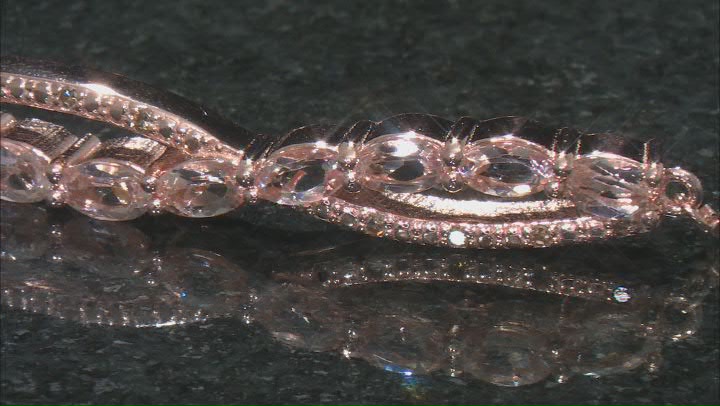 Peach Morganite With Champagne Diamond 18K Rose Gold Over Sterling Silver Bolo Bracelet Video Thumbnail