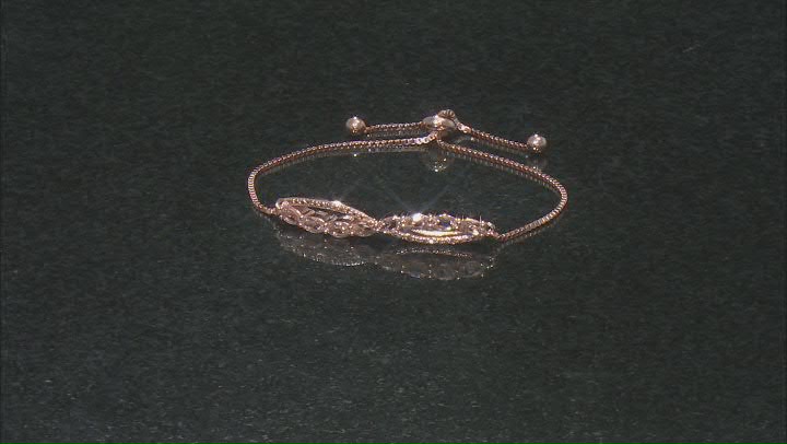 Peach Morganite With Champagne Diamond 18K Rose Gold Over Sterling Silver Bolo Bracelet Video Thumbnail