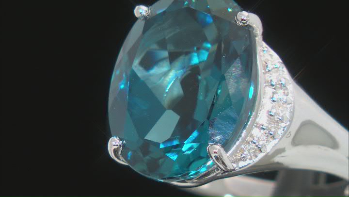 London Blue Topaz Rhodium Over Sterling Silver Ring 10.62ctw Video Thumbnail