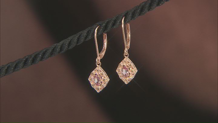 Color Shift Garnet And Champagne Diamond 18K Rose Gold Over Sterling Silver Earrings 0.57ctw