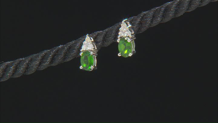 Green Chrome Diopside With Diamond Rhodium Over Sterling Silver 3 Piece Set 2.27ctw Video Thumbnail