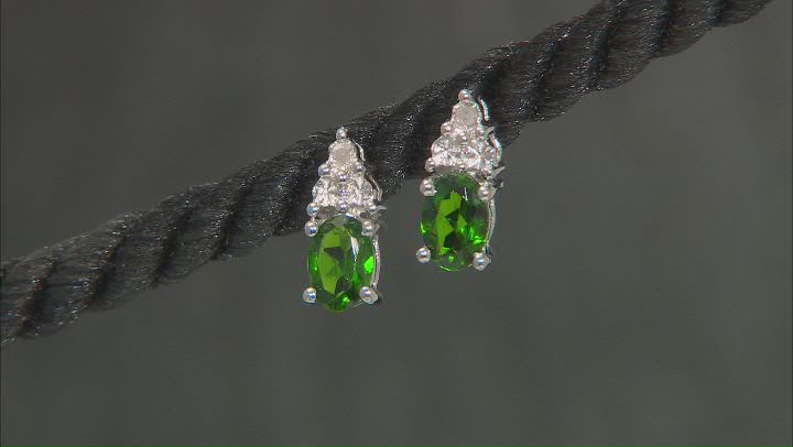 Green Chrome Diopside With Diamond Rhodium Over Sterling Silver 3 Piece Set 2.27ctw Video Thumbnail