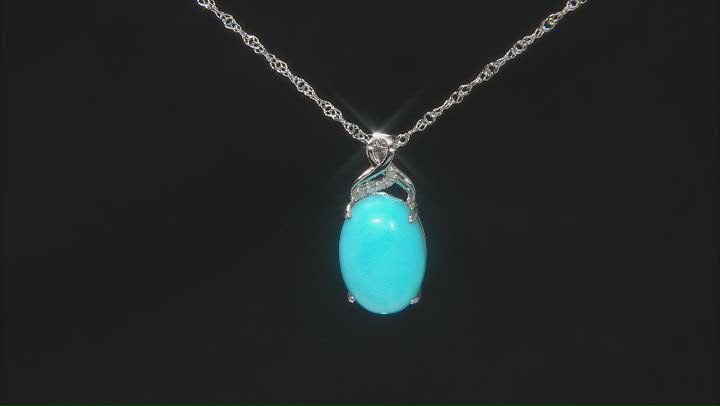 Blue Sleeping Beauty Turquoise Rhodium Over Silver Pendant/Chain 0.04ctw Video Thumbnail