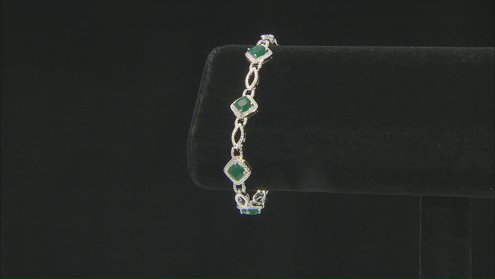 Green Onyx And White Diamond Rhodium Over Brass Necklace, Bracelet, Ring And Earring Set 7.27ctw Video Thumbnail