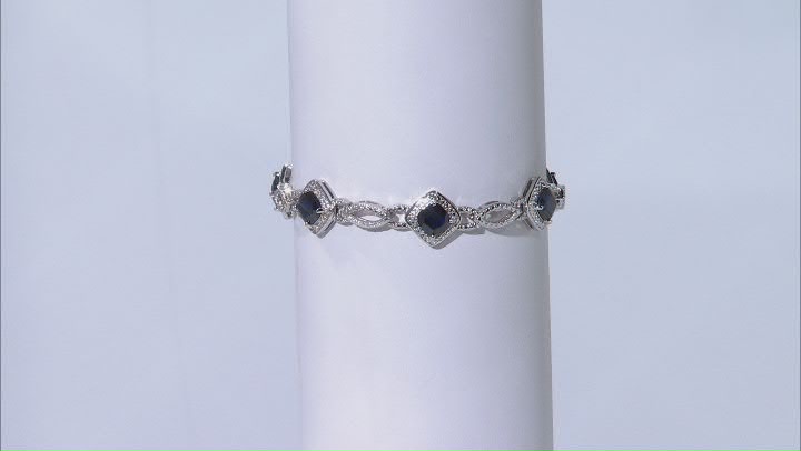 Blue Lab Sapphire & Diamond Rhodium Over Brass Necklace, Bracelet, Ring & Earring Set 18.41ctw Video Thumbnail