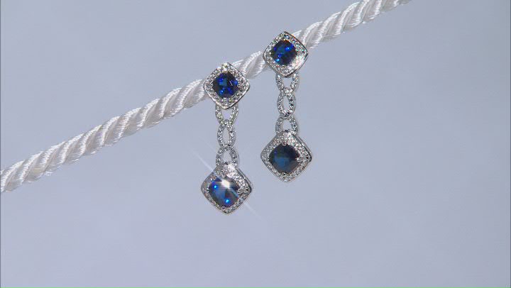 Blue Lab Sapphire & Diamond Rhodium Over Brass Necklace, Bracelet, Ring & Earring Set 18.41ctw Video Thumbnail