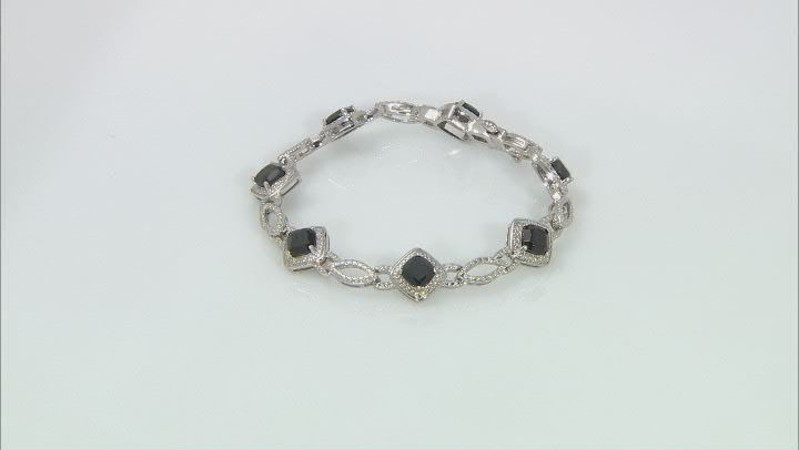 Black Spinel And White Diamond Rhodium Over Brass Necklace, Bracelet, Ring And Earring Set 17.55ctw Video Thumbnail