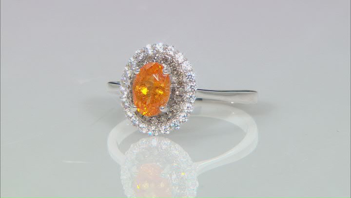 Orange Spessarite Rhodium Over Sterling Silver Ring 1.20ctw Video Thumbnail