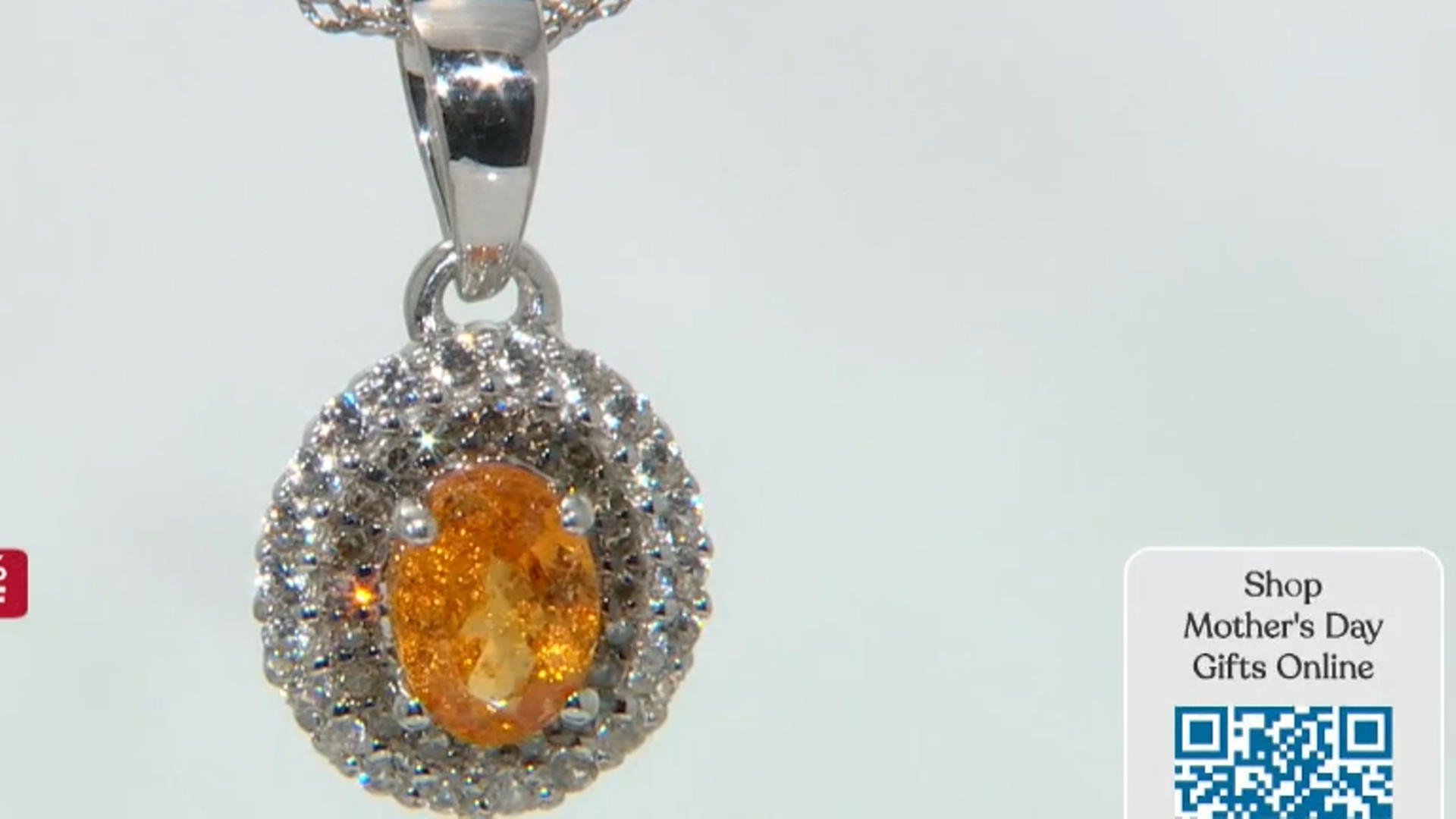 Orange Spessartite Rhodium Over Sterling Silver Pendant With Chain 1.17ctw Video Thumbnail