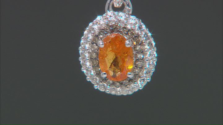 Orange Spessartite Rhodium Over Sterling Silver Pendant With Chain 1.17ctw Video Thumbnail