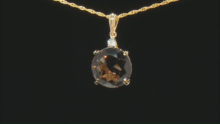 Brown Smoky Quartz 18K Yellow Gold Over Sterling Silver Pendant With Chain 16.01ctw Video Thumbnail