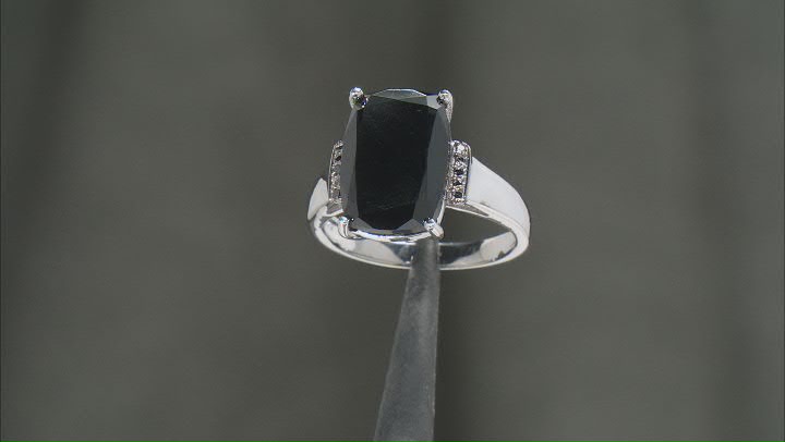 Black Spinel Rhodium Over Sterling Silver Ring 8.94ctw Video Thumbnail