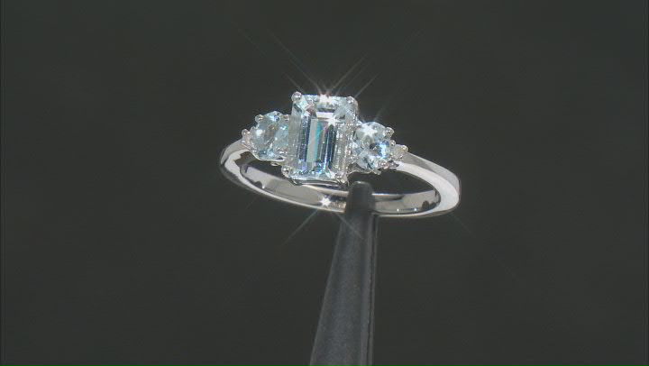 Aquamarine Rhodium Over Sterling Silver Ring 0.96ctw Video Thumbnail