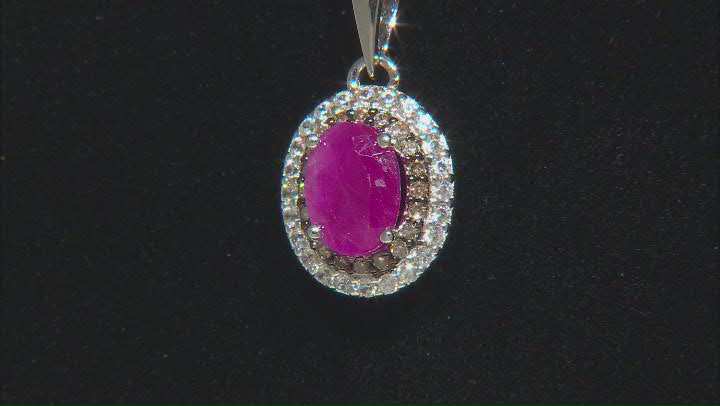Red Ruby Rhodium Over Sterling Silver Pendant With Chain 1.90ctw Video Thumbnail