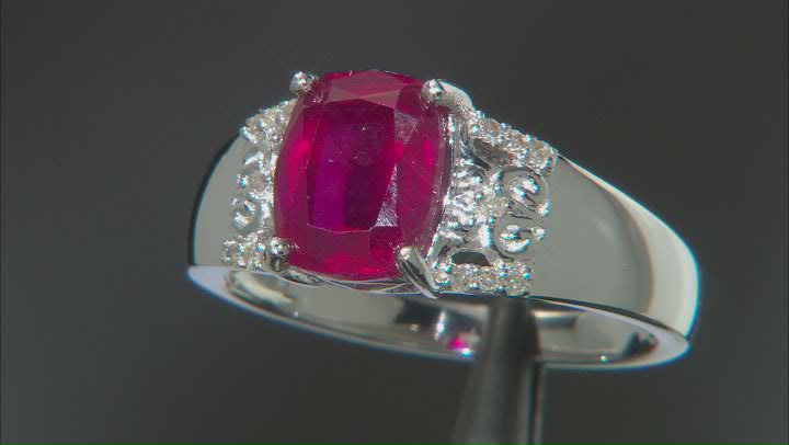 Red Ruby Rhodium Over Silver Ring 3.06ctw Video Thumbnail