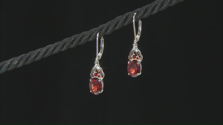 Red Labradorite Rhodium Over Sterling Silver Dangle Earrings 2.89ctw Video Thumbnail