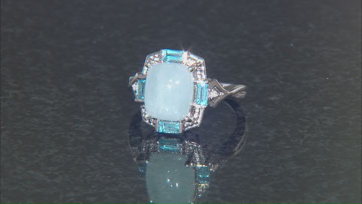 Aquamarine Rhodium Over Sterling Silver Ring 0.52ctw Video Thumbnail