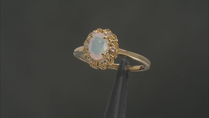 Multi-Color Opal 18k Yellow Gold Over Sterling Silver Ring 0.47ctw Video Thumbnail
