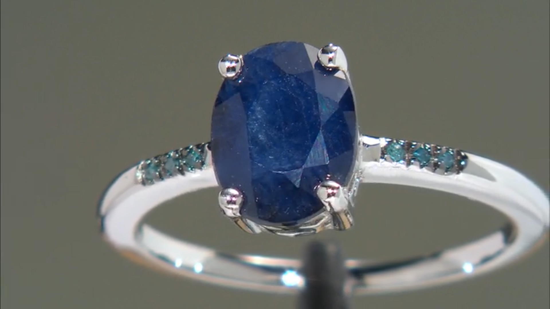Blue Sapphire Rhodium Over Sterling Silver Ring 1.70ctw Video Thumbnail
