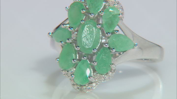 Green Emerald Rhodium Over Sterling Silver Ring 1.76ctw Video Thumbnail