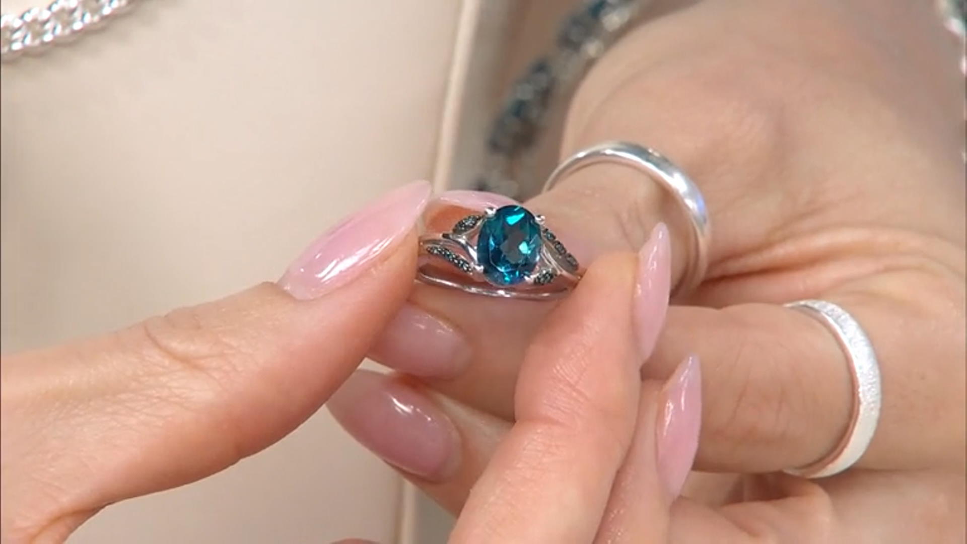 London Blue Topaz Rhodium Over Sterling Silver Ring 1.95ctw Video Thumbnail
