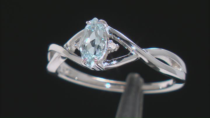 Blue Aquamarine Platinum Over Sterling Silver Ring 0.43ctw Video Thumbnail