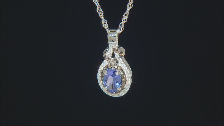 Blue Tanzanite Rhodium Over Sterling Silver Pendant with Chain 1.06ctw Video Thumbnail