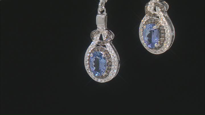 Blue Tanzanite Rhodium Over Sterling Silver Dangle Earrings 1.45ctw Video Thumbnail