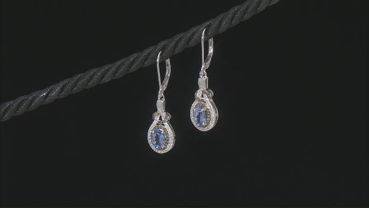 Blue Tanzanite Rhodium Over Sterling Silver Dangle Earrings 1.45ctw Video Thumbnail