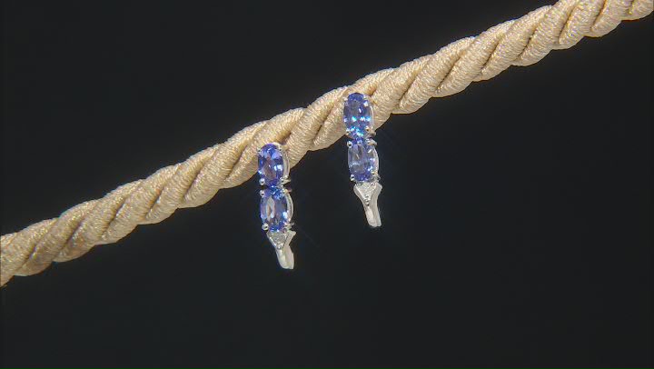Blue Tanzanite With White Diamond Accent Rhodium Over Sterling Silver Jewelry Set 2.12ctw Video Thumbnail