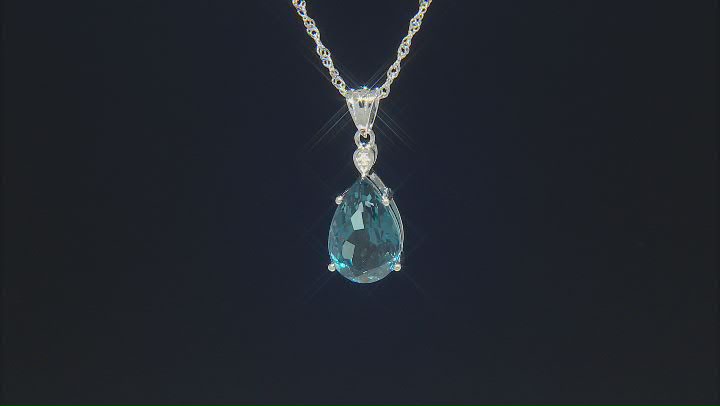 London Blue Topaz Rhodium Over Sterling Silver Pendant With Chain 5.68ctw Video Thumbnail
