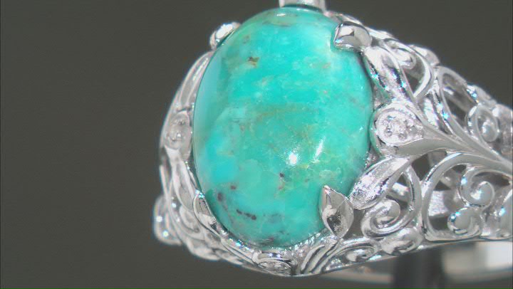 Blue Turquoise Rhodium Over Sterling Silver Ring .01ctw Video Thumbnail