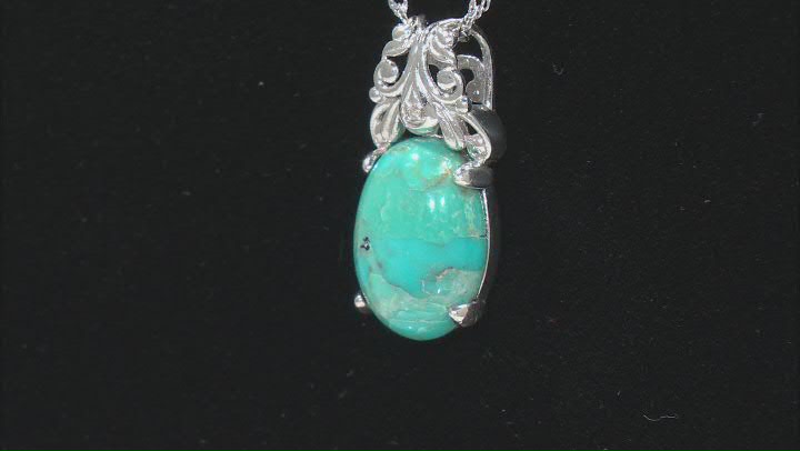 Blue Composite Turquoise Rhodium Over Sterling Silver Pendant With Chain .01ct Video Thumbnail