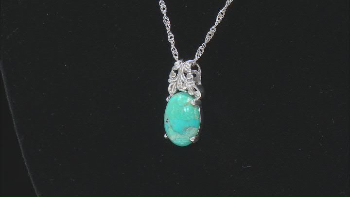 Blue Composite Turquoise Rhodium Over Sterling Silver Pendant With Chain .01ct Video Thumbnail